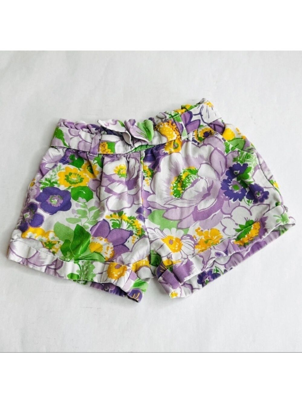 Janie and Jack Lilac Floral Paperbag Waist Shorts Size 3